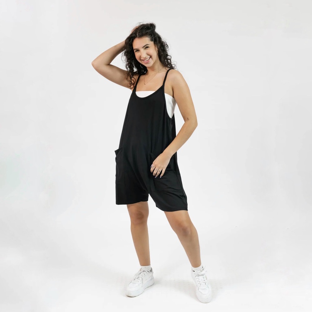 Smash + Tess | Abigael Shorty Romper Midnight Black Size S